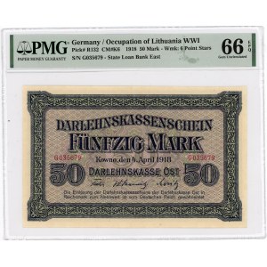 KOWNO - 50 marek 1918 - seria G - PMG 66 EPQ - MAX NOTA