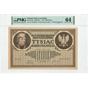 1,000 Polish marks 1919 - AC series - PMG 64