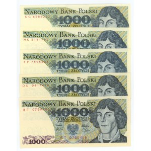 1000 zlotých 1979/1982 - sada 5 kusů