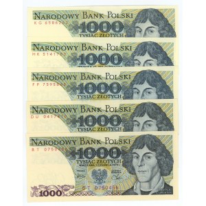 1000 złotych 1979/1982 - zestaw 5 sztuk