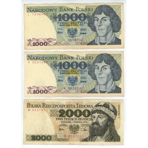 PRL - zestaw 3 banknotów - jednoliterowe