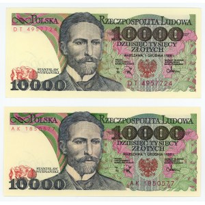 10.000 złotych 1988 - seria AK i DT - zestaw 2 sztuk