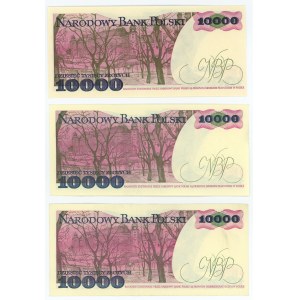 10.000 złotych 1987/1988 - zestaw 3 sztuk