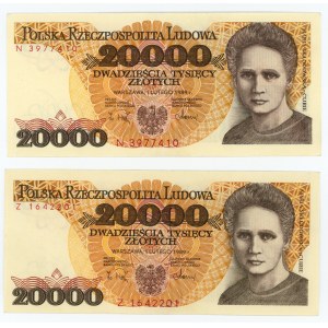 20,000 zloty 1989 - N and Z series - set of 2 pieces