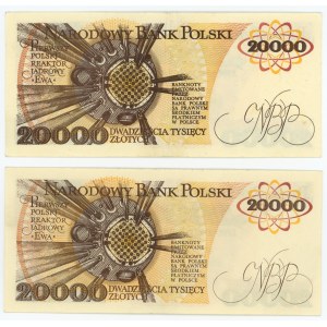 20,000 zloty 1989 - N and Z series - set of 2 pieces