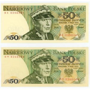 50 złotych 1975 - serie BE i BM - zestaw 2 sztuk