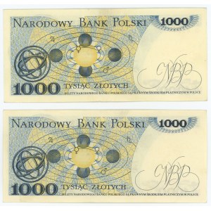 1000 PLN 1975 - D and P series - set of 2 pieces