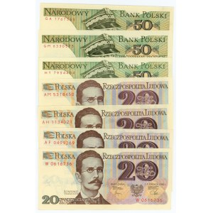 PRL - sada 18 bankovek - různé nominální hodnoty a série