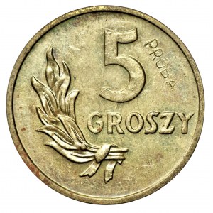 5 groszy 1949 - Vzorkovaná mosadz - náklad 100 kusov