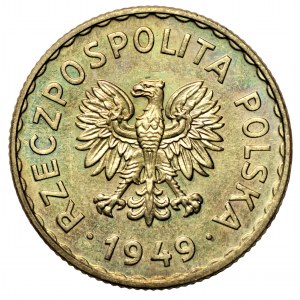 1 zloty 1949 - Sampled brass - mintage of 100 pieces