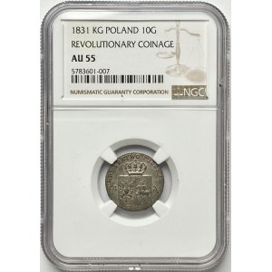 Novembrové povstanie - 10 groszy 1831 - Varšava KG - NGC AU55 - ohnuté orlie labky