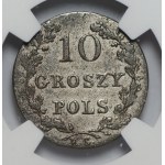 November Uprising -10 pennies 1831 - Warsaw KG - NGC AU55 - eagle's paws bent