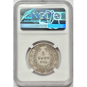 Listopadové povstání - 5 zlatých 1831 - Varšava KG - NGC XF40