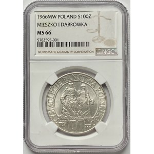 100 zlotých 1966 - Mieszko i Dąbrówka - NGC MS66