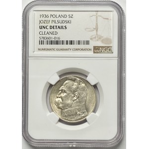 5 złotych 1936 - Józef Piłsudski - NGC UNC Details