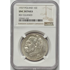 10 złotych 1937 - Józef Piłsudski - NGC UNC Details