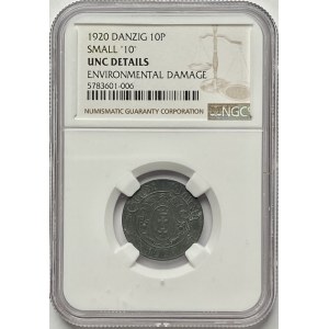 Freie Stadt Danzig - 10 fenig 1920 - NGC UNC Podrobnosti