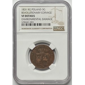 November Uprising - 3 pennies 1831 KG - NGC VF Details