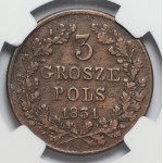 Listopadové povstání - 3 haléře 1831 KG - NGC VF Podrobnosti