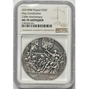 50 zl 2021 - 230. výročí Ústavy 3. května - NGC MS 70 - MAX NOTA