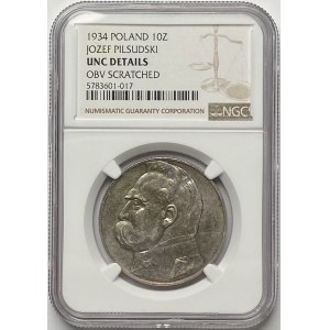 10 złotych 1934 - Józef Piłsudski - NGC UNC Details