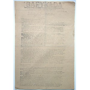 BARYKADA. Dodatek popołudniowy. Informacje radiowe.17. 8. 1944. Format 21/29 cm. s. 2