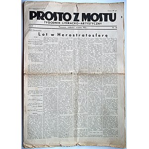 PROSTO Z MOSTU. Tygodnik Literacko - Artystyczny. W-wa, 1 września 1935. Rok I. Nr 36. Redaktor i wydawca ...