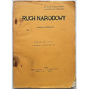 RUCH NARODOWY. Londyn, grudzień 1956 z dodatkiem z czerwca 1957 roku. Rok II. No. 4.Format 15/21 cm. s. 160...