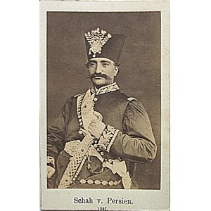 [FOTOGRAFIA]. SCHAH v. PERSIEN. [Naser Ad - Din. 1831 -1896]. Fotografia naklejona na tekturkę...