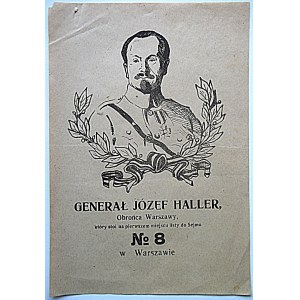 [ULOTKA]. Generał Józef Haller, Obrońca Warszawy...