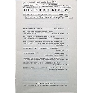 THE POLISH REVIEW. New York , Spring 1970. Vol. XV, No. 2...