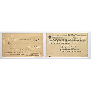 KARTY POCZTOWE, jedna od Mieczysława Haimana, podpisana : Miecislaus Haiman ,curator P. R. C. U...