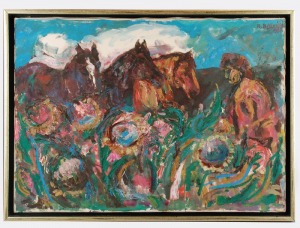 Roman BILIŃSKI (1897-1981), Konie i chłop [Cavalli con music], 1973