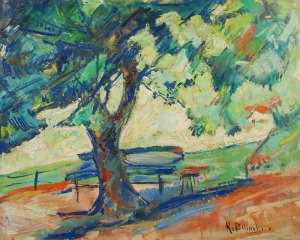 Roman BILIŃSKI (1897-1981), Ławka w ogrodzie [Panchina nel giardino], 1964