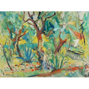 Roman BILIŃSKI (1897-1981), Ogród z drzewami oliwnymi [Giardino con ulivi], 1962