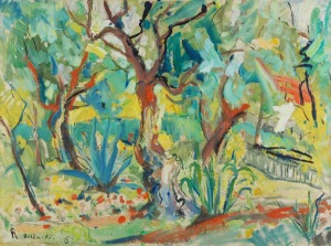 Roman BILIŃSKI (1897-1981), Ogród z drzewami oliwnymi [Giardino con ulivi], 1962