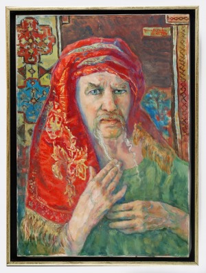 Roman BILIŃSKI (1897-1981), Autoportret z czerwonym szalem [Ritratto rosso], 1976