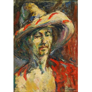 Roman BILIŃSKI (1897-1981), Autoportret w meksykańskim kapeluszu [Autoritratto Messicano], 1956