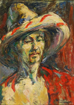 Roman BILIŃSKI (1897-1981), Autoportret w meksykańskim kapeluszu [Autoritratto Messicano], 1956
