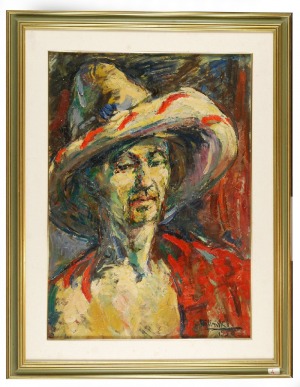 Roman BILIŃSKI (1897-1981), Autoportret w meksykańskim kapeluszu [Autoritratto Messicano], 1956