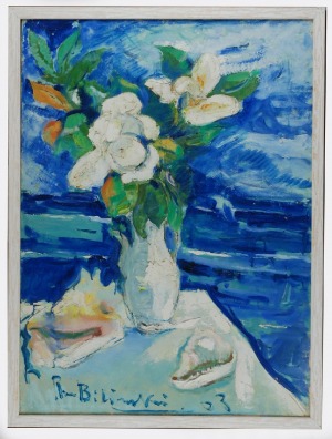 Roman BILIŃSKI (1897-1981), Martwa natura z białymi kwiatami i muszlami [Fiori bianchi con conchiglie], 1963
