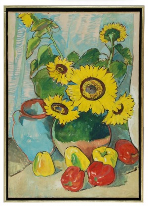 Roman BILIŃSKI (1897-1981), Martwa natura ze słonecznikami i paprykami [Girasoli con paprika], 1974