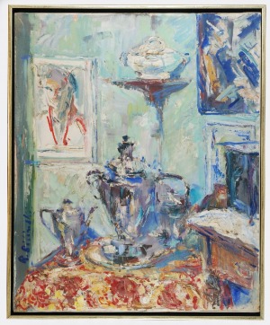 Roman BILIŃSKI (1897-1981), Martwa natura z samowarem [Samovar con caminetto], 1963