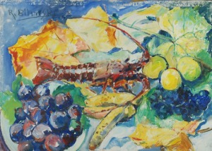 Roman BILIŃSKI (1897-1981), Martwa natura z homarem i winogronami [Aragosta con uva], 1963
