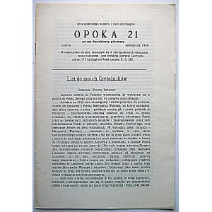 OPOKA. London, Oktober 1988. zum einundzwanzigsten Mal. Format 15/21 cm. S. 20. brosch. Auflage (ZR).