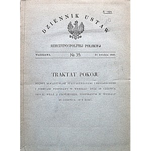 JOURNAL OF THE LAWS OF THE REPUBLIC OF POLAND. W-wa, April 26, 1920. no 35....