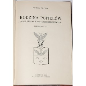 POPIEL Paweł - Rodina Popielových. Erb Sulima...1936