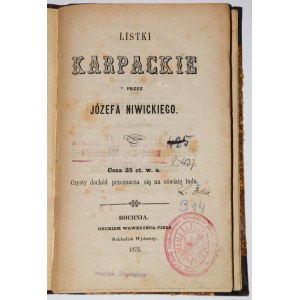 NIWICKI Józef - Karpatské listy, 1873