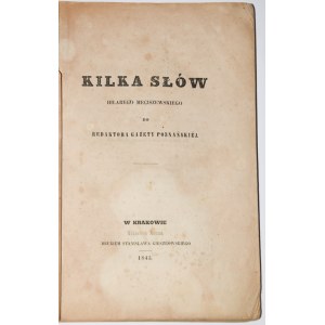 [dedykacja] MECISZEWSKI Hilary - Kilka słów...do redaktora Gazety Poznańskiej, 1845