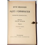 WEININGER Otto - Pohlavie a charakter. Základný rozbor, 1-2 sady, 1926